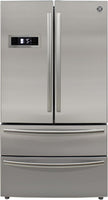 French Door Refrigerator with Ice Maker and Dual Drawer Bottom Freezer, 20.7 Cu.Ft. Capacity with Adjustable Shelves Counter Depth Stainless Steel Exterior, 36-Inch, Metallic