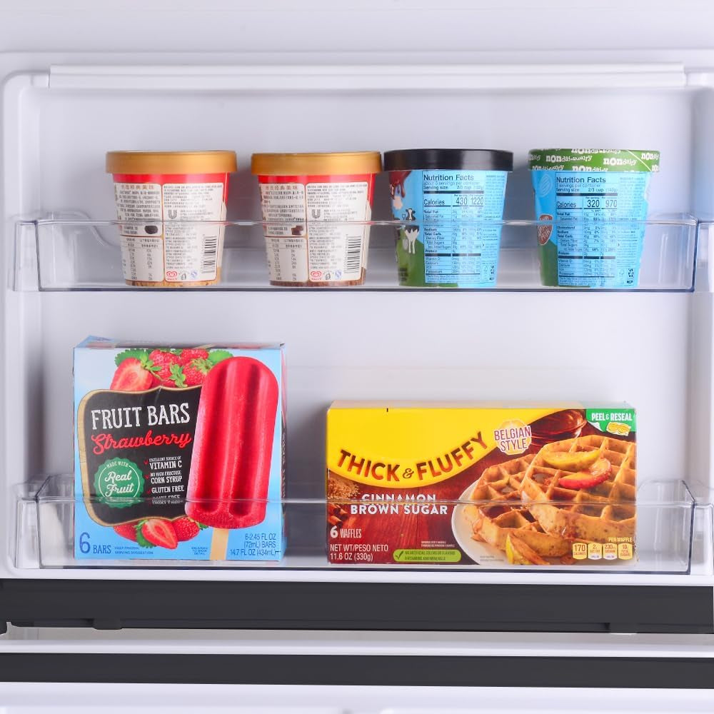 30 In. 18.2 Cu. Ft. Capacity Refrigerator/Freezer with Adjustable Glass Shelving, Humidity Control Crispers, Gallon Door Bins, ENERGY STAR Certified, Black
