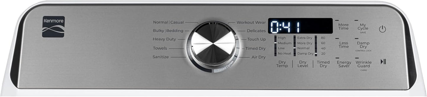 7.0 Cu. Ft. Front Load Gas Dryer-With Guard to Reduce Wrinkles & Static-Sanitize and Smart Sensor Drying-Led, White