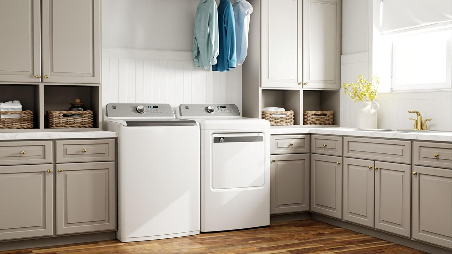 7.0 Cu. Ft. Front Load Gas Dryer-With Guard to Reduce Wrinkles & Static-Sanitize and Smart Sensor Drying-Led, White