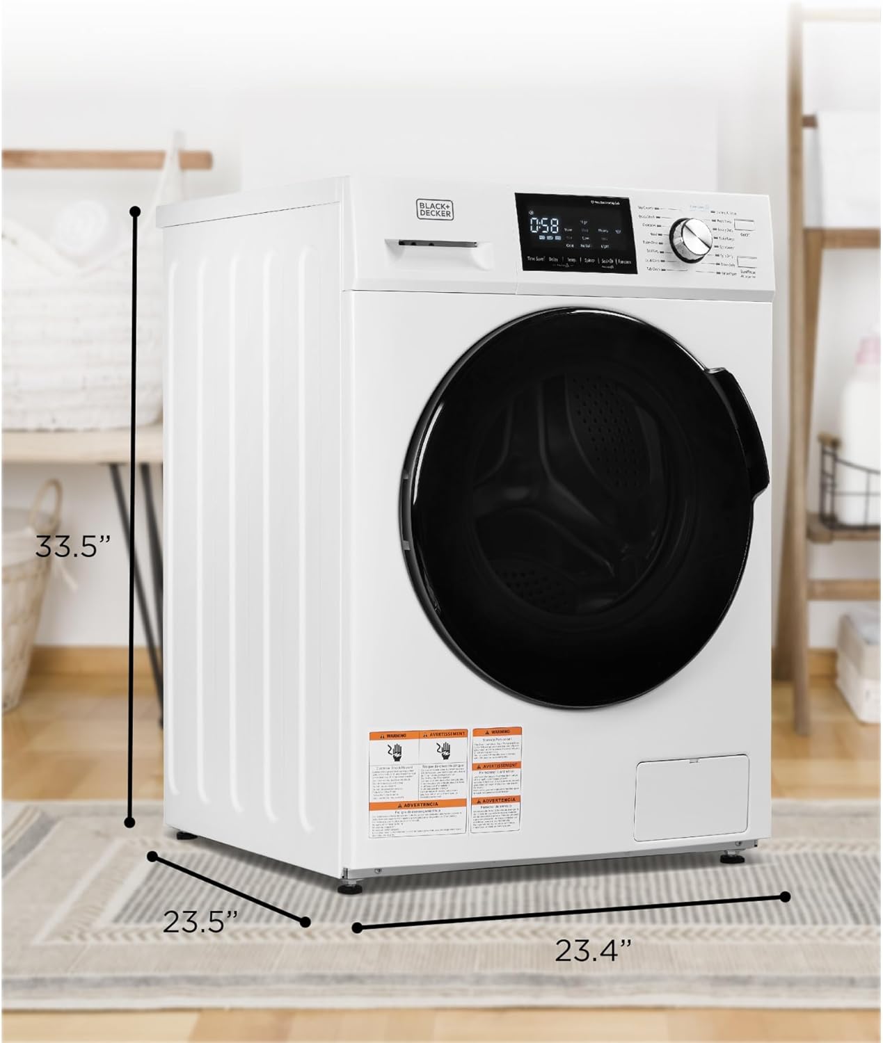Front Load Washer, 2.7 Cu. Ft. Compact Washing Machine with LED Display & 16 Cycles