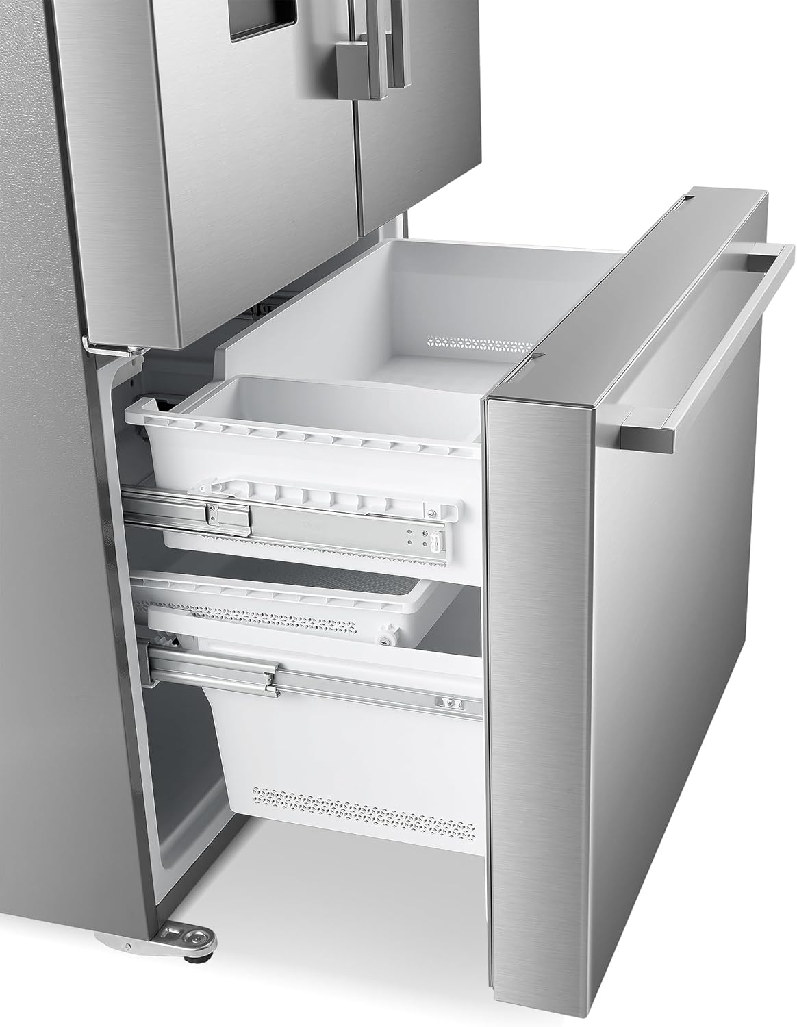 36 In. 3 French Door Refrigerator with Water Dispenser and Automatic Ice Maker in Stainless Steel, Counter Depth