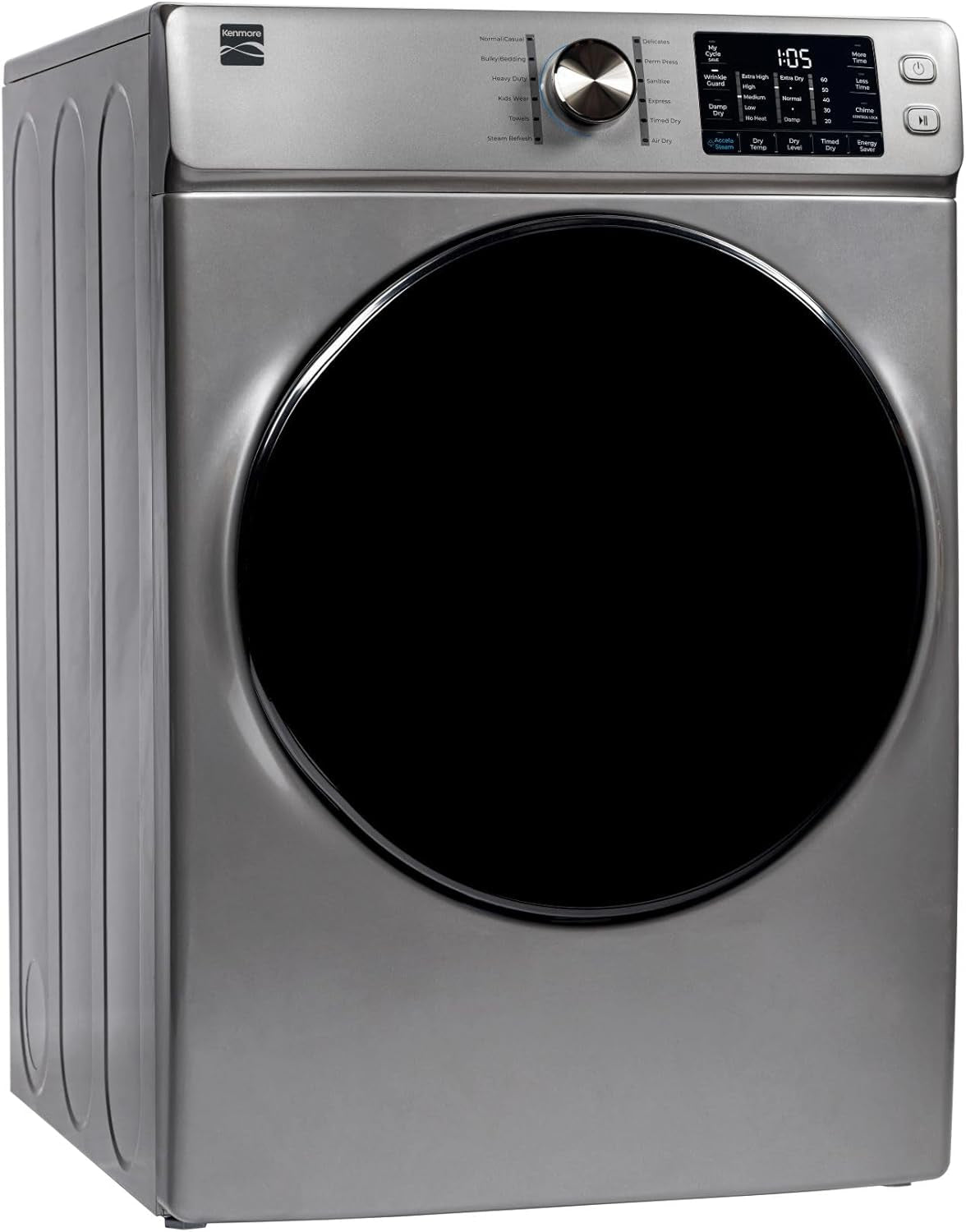 8.0 Cu. Ft. Front Load Gas Dryer - Wrinkle Guard with Accela Steam to Reduce Static and Odors - Sanitize & Smart Sensor Drying - LED - Metallic Silver