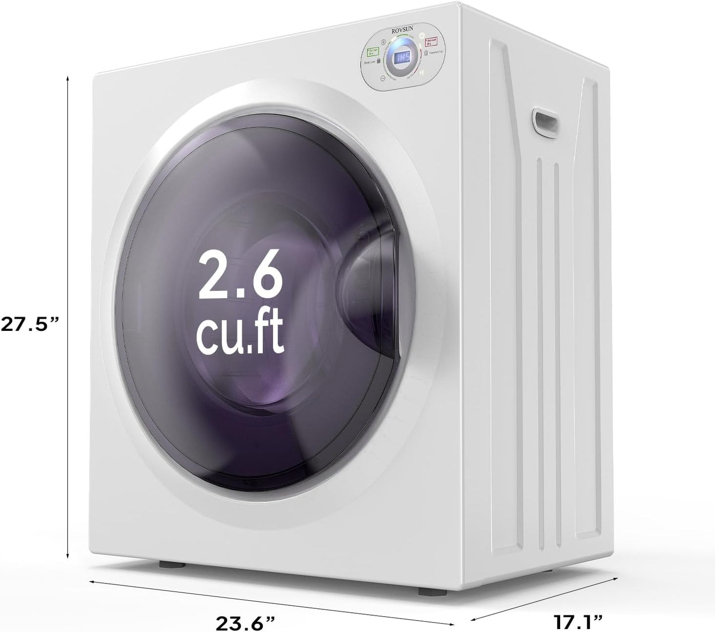 2.6 Cu.Ft Portable Clothes Dryer, 1400W Fast Drying Front Load Tumble Laundry Dryer with Stainless Steel Tub & LCD Control Panel Six-Mode for Apartment, Home, Dorm