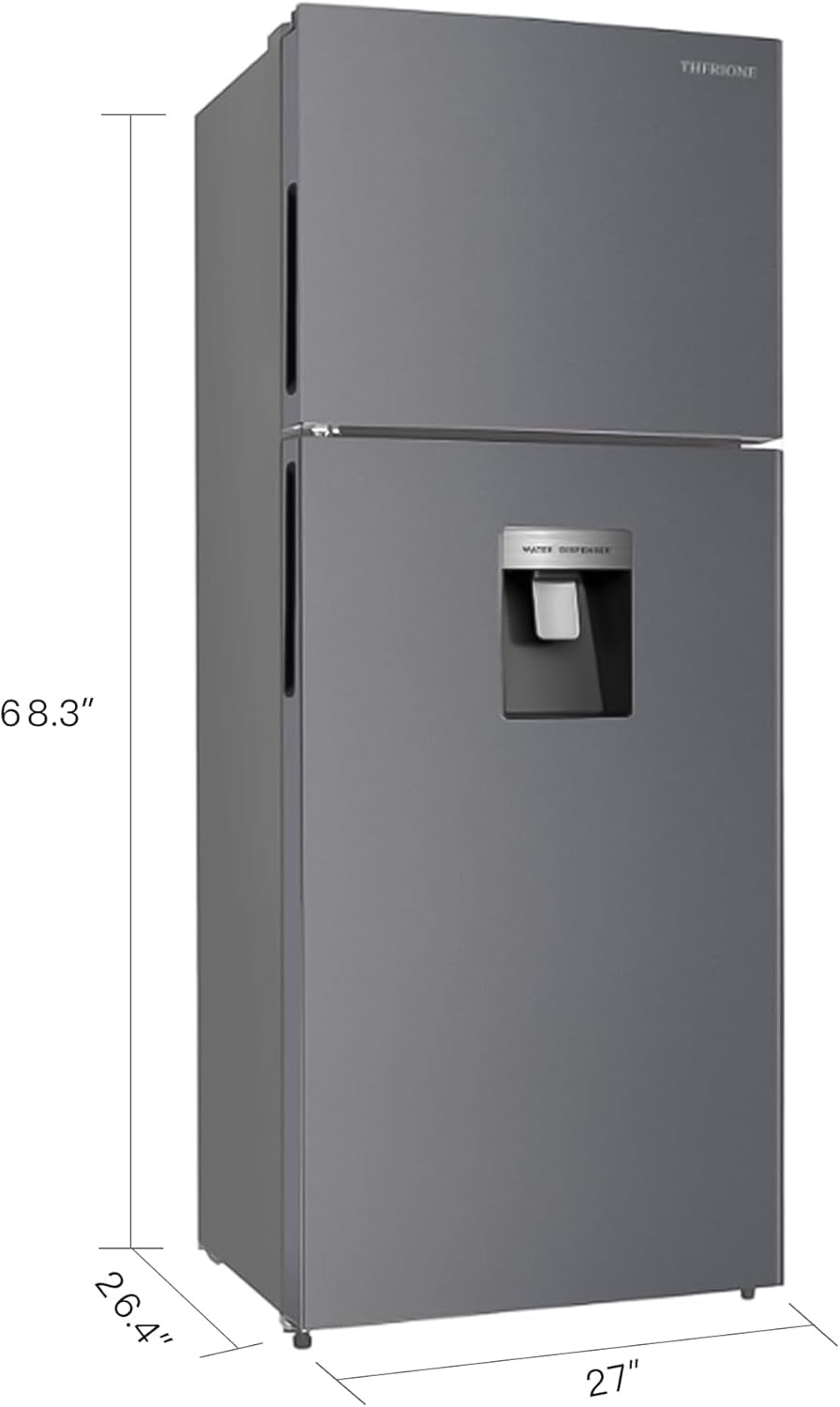 Top Freezer Refrigerator with Water Dispenser, Adjustable Thermostat Control, Full Size Freestanding with 14.13 Cu. Ft. Frost Free Fridge for Garage/Office/Home/Apartment