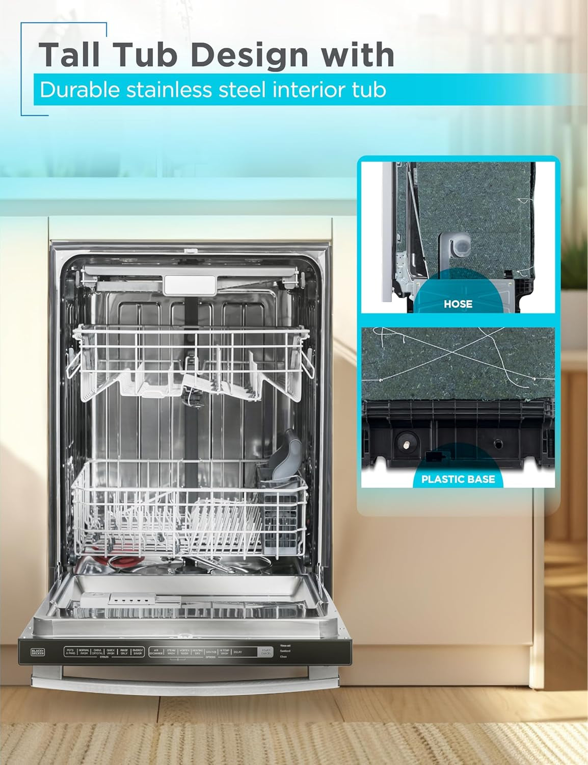 24" Designer Series Built-In Dishwasher, 14-Place Setting Capacity with Stainless Steel Tub, Dish Washer with 6 Wash Programs, Low Noise, ENERGY STAR Certified, BDW500MHS