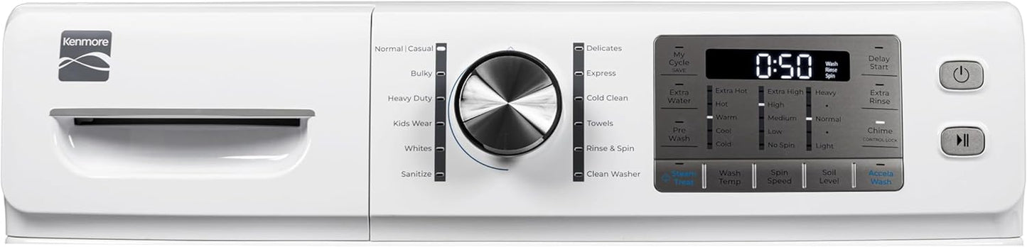 4.5 Cu. Ft. Front Load Washer with Stain Removing Steam Treatment - Sanitize Cycle - Reduce Laundry Time with Accela Wash - LED - ENERGY STAR Certified - White