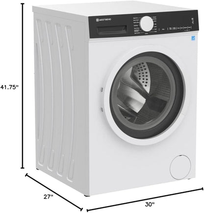 WB220FLWVW Washer Compact Front Load Machine with 15 Wash Cycles, LED Display, See-Through Door, Stackable Saving Design, for Apartments, Rvs, and Small Spaces, 2.2-Cu.Ft, White