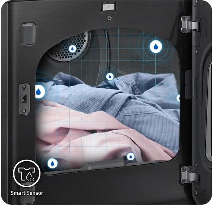Smart 4.7 Cu Ft Top Load Washer & 7.4 Cu Ft Electric Dryer, Sensor Stops Overdrying, Low Vibration Quiet Wash, Waterjet W/Power Cords, Hoses, Vent Duct, 1 Year CPS Protection Bundle (Black)