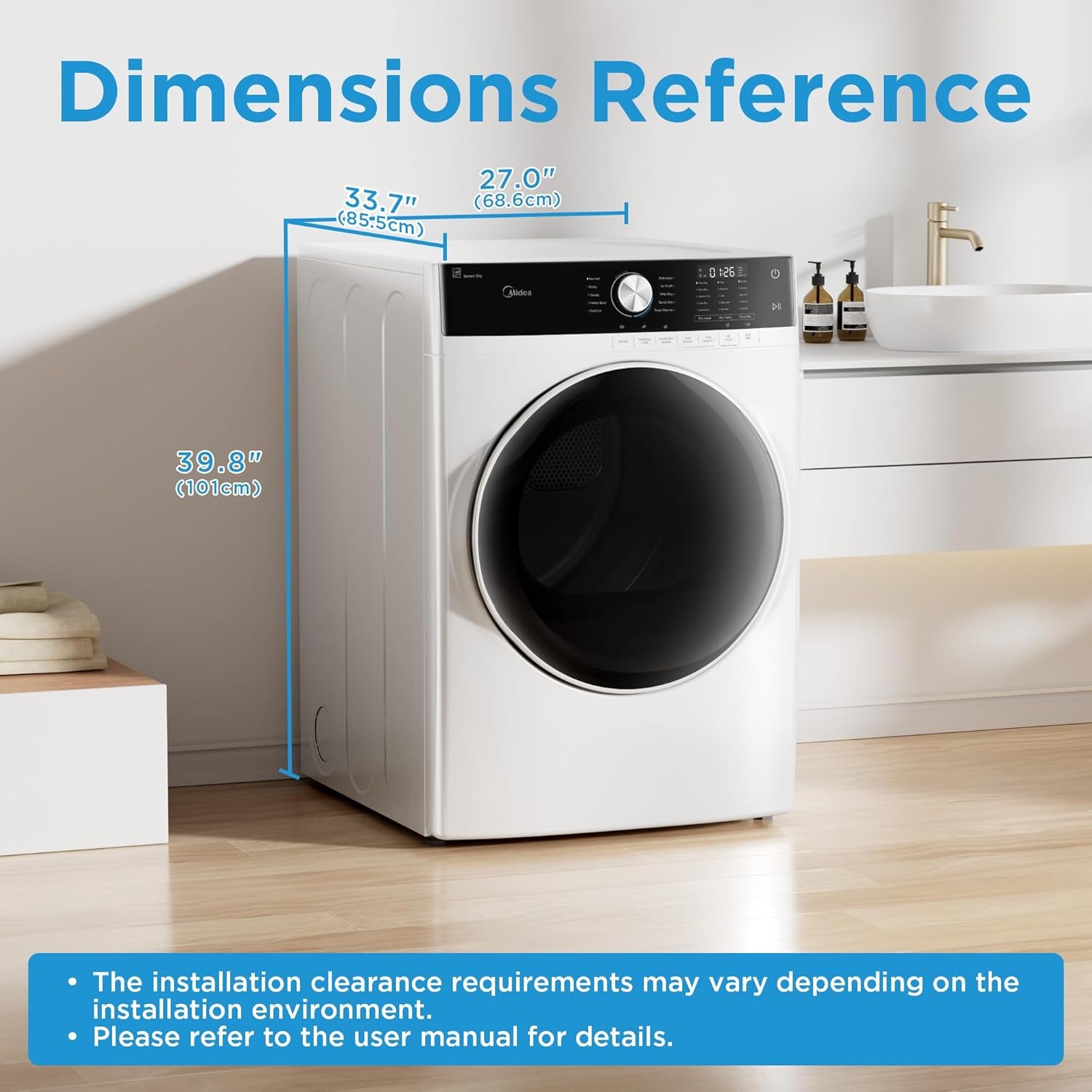 MLE45N1AWW Front Load Electric Dryer Matching, with Stainless Steel Sensor Dry, Wrinkle Care, Touch Control, 10 Total Cycles, 8.0 Cu.Ft, White