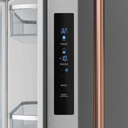 Gordon Ramsay 30 Inch 17.7 Cu Ft French Door Counter Depth Refrigerator with Ice Maker in Stainless Steel/Rose Gold