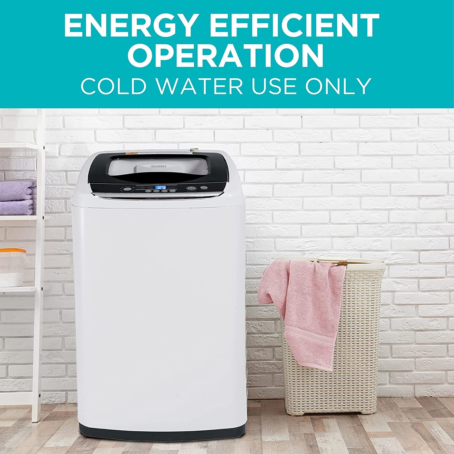 0.9 Cu. Ft. Portable Washer, 6.6 Lb. Capacity Washing Machine for Homes & Apartments, 5 Wash Cycles, Quick Connect Sink Adapter and Drain Hose Included, Transparent Lid, BPWM09W, White