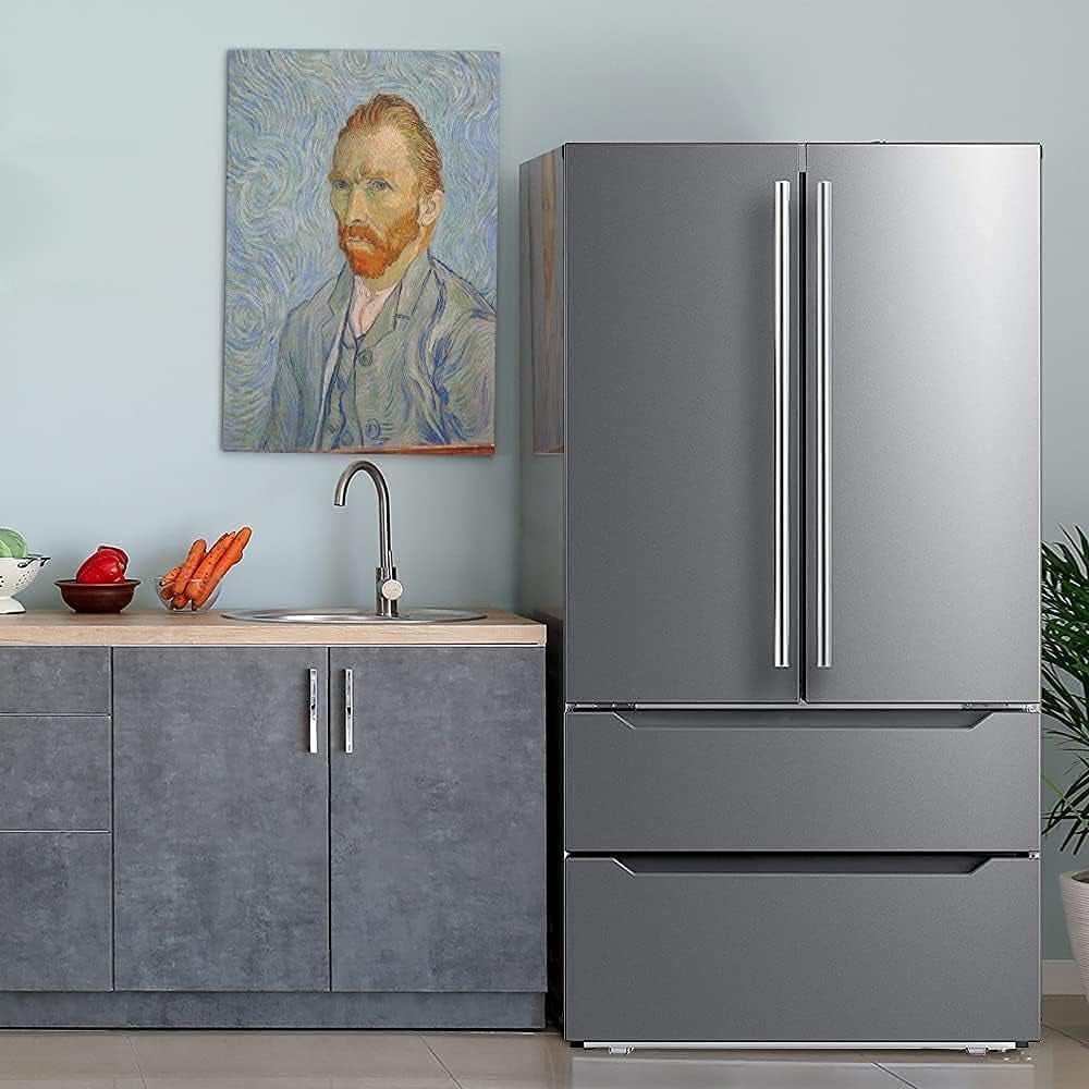 French Door Kitchen Refrigerator with Ice Maker, 23 Cu.Ft Counter Depth, 36 Inch Double Door with Bottom Freezer, Stainless Steel