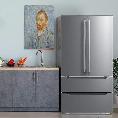 French Door Kitchen Refrigerator with Ice Maker, 23 Cu.Ft Counter Depth, 36 Inch Double Door with Bottom Freezer, Stainless Steel