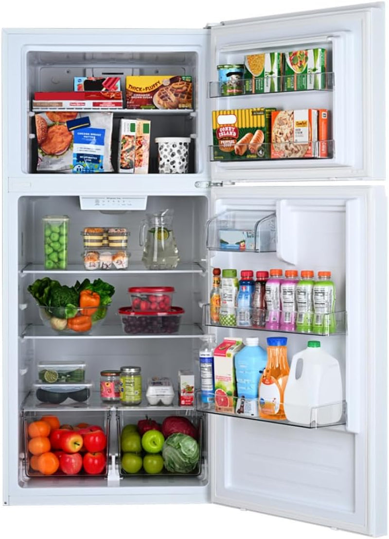 30 In. 18.2 Cu. Ft. Capacity Refrigerator/Freezer with Adjustable Glass Shelving, Humidity Control Crispers, Gallon Door Bins, ENERGY STAR Certified, White