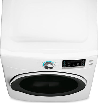 FLD-8CWH, White Front Load 8 Cu. Ft. Dryer, Capacity Home Unit with Wrinkle Release Steam Function and Smart Sensor Dry Technology, Stainless-Steel Drum [240V], X-Large (27")