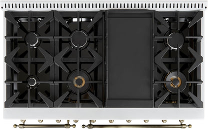 48" Duel Fuel Range 8 Burners in White Color