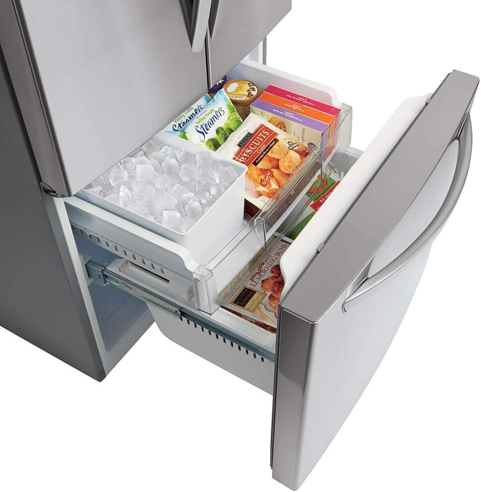 LFDS22520S French Door Bottom Freezer Refrigerator with Water Dispenser - 29.8 in Width, 35.5 in Depth, 68.5 in Height, 21.8 Cu. Ft, Stainless Steel