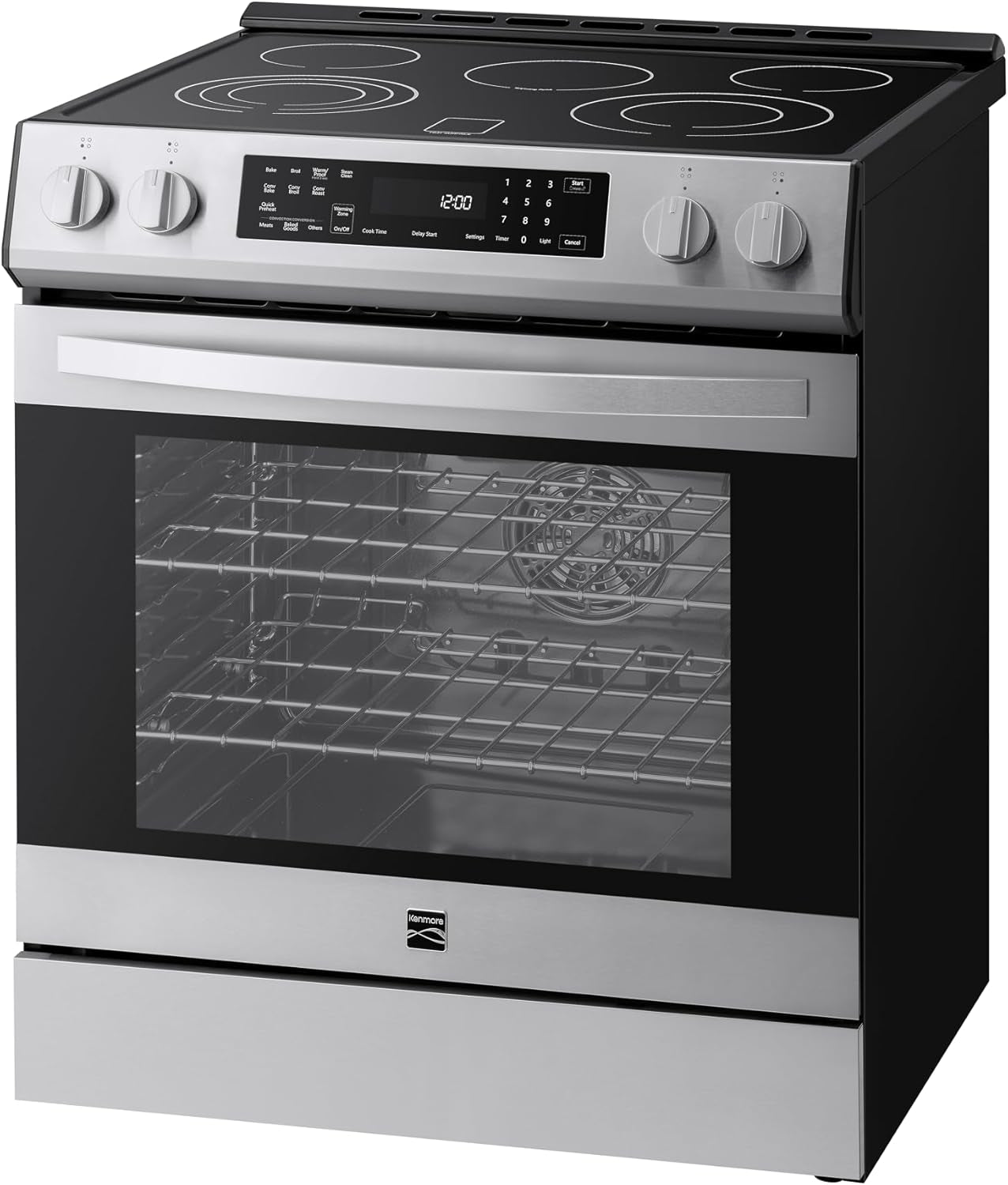22-96833 5.6 Cu. Ft. Front-Control 5 Element Electric Range Stove with Triple and Dual Ring Elements, Steam Clean Oven, Precision Set Controls