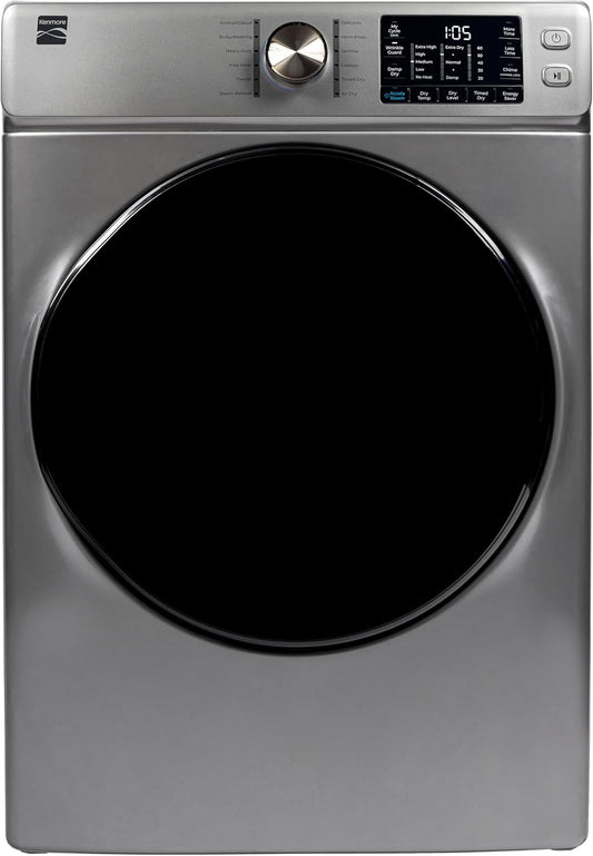 2682273 Front Load Electric Dryer with Steam, Wrinkle Guard, Energy Saver, Smart Sensor Drying System, 8.0 Cu. Ft. Total Capacity, Metallic Silver