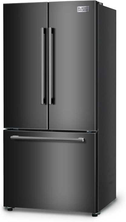 18 Cu. Ft. French Door Refrigerator with Built-In Ice Maker, Full Size Refrigerator with Bottom Mount Freezer Drawer, Frost Free, ENERGY STAR Certified, BRF1800GIMB, Black