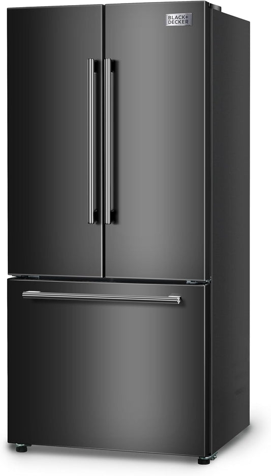 18 Cu. Ft. French Door Refrigerator with Built-In Ice Maker, Full Size Refrigerator with Bottom Mount Freezer Drawer, Frost Free, ENERGY STAR Certified, BRF1800GIMB, Black