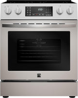 Front Control Electric Range Oven with 5 Cooktop Elements with 7 Cooking Power Options, True Convection, Steam and Self Clean, Freestanding Oven, 4.8 Cu. Ft. Capacity Stainless Steel