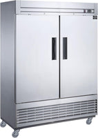 Commercial Upright Reach-In Refrigerator, ETL Restaurant 2 Door Fridge Cooler Merchandiser, Auto-Defrost, Stainless Steel 55" W 40.7 Cu. Ft. 13781