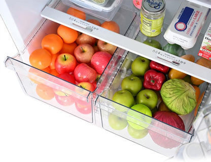 30 In. 18.2 Cu. Ft. Capacity Refrigerator/Freezer with Adjustable Glass Shelving, Humidity Control Crispers, Gallon Door Bins, ENERGY STAR Certified, Black