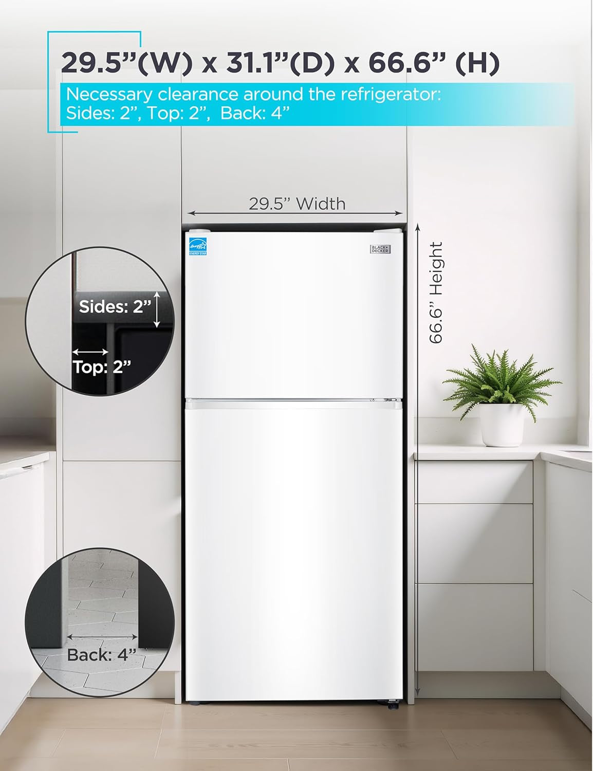 20.1 Cu. Ft. Top Mount Refrigerator with Ice Maker, 2-Door Refrigerator with Top Freezer, Freezer with Icemaker and Adjustable Temperature Control, ENERGY STAR, BR2010JIMW, White