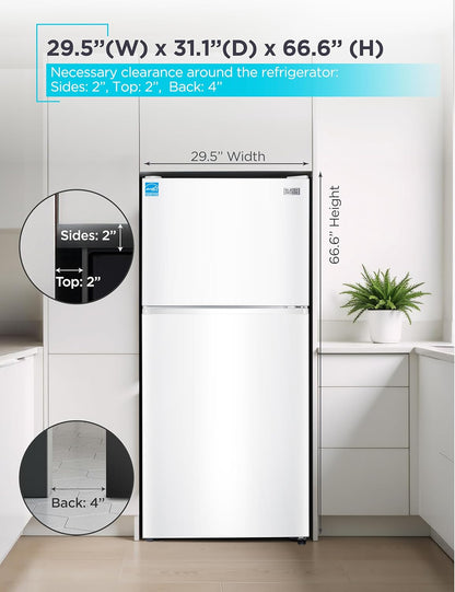 20.1 Cu. Ft. Top Mount Refrigerator with Ice Maker, 2-Door Refrigerator with Top Freezer, Freezer with Icemaker and Adjustable Temperature Control, ENERGY STAR, BR2010JIMW, White