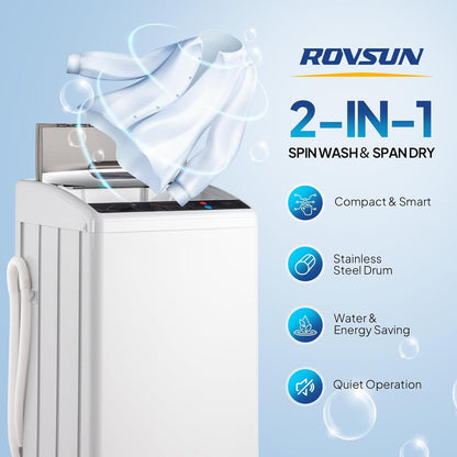 25LBS Full Automatic Washing Machine and 1.8Cuft Portable Clothes Dryer Set, Compact Laundry Washer and Dryer Combo Set with Stainless Steel Inner Tub, for Apartment, Dorms, Home