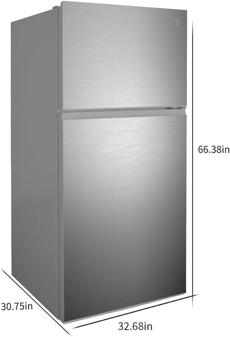 33 In. 20.4 Cu. Ft Capacity Refrigerator/Freezer with Full-Width Adjustable Glass Shelving, Humidity Control Crispers, Ice Maker, ENERGY STAR Certified, Fingerprint Resistant Stainless Steel