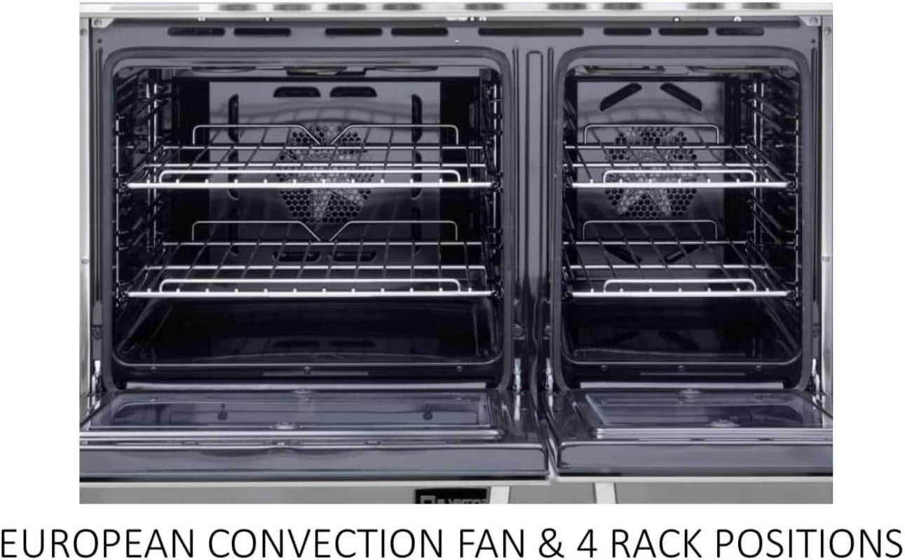 Prestige Series VPFSEE365DW 36 Inch All Electric Freestanding Range Double Oven Convection, 5 Burners Dual Center Element Chrome Knobs and Handle True White