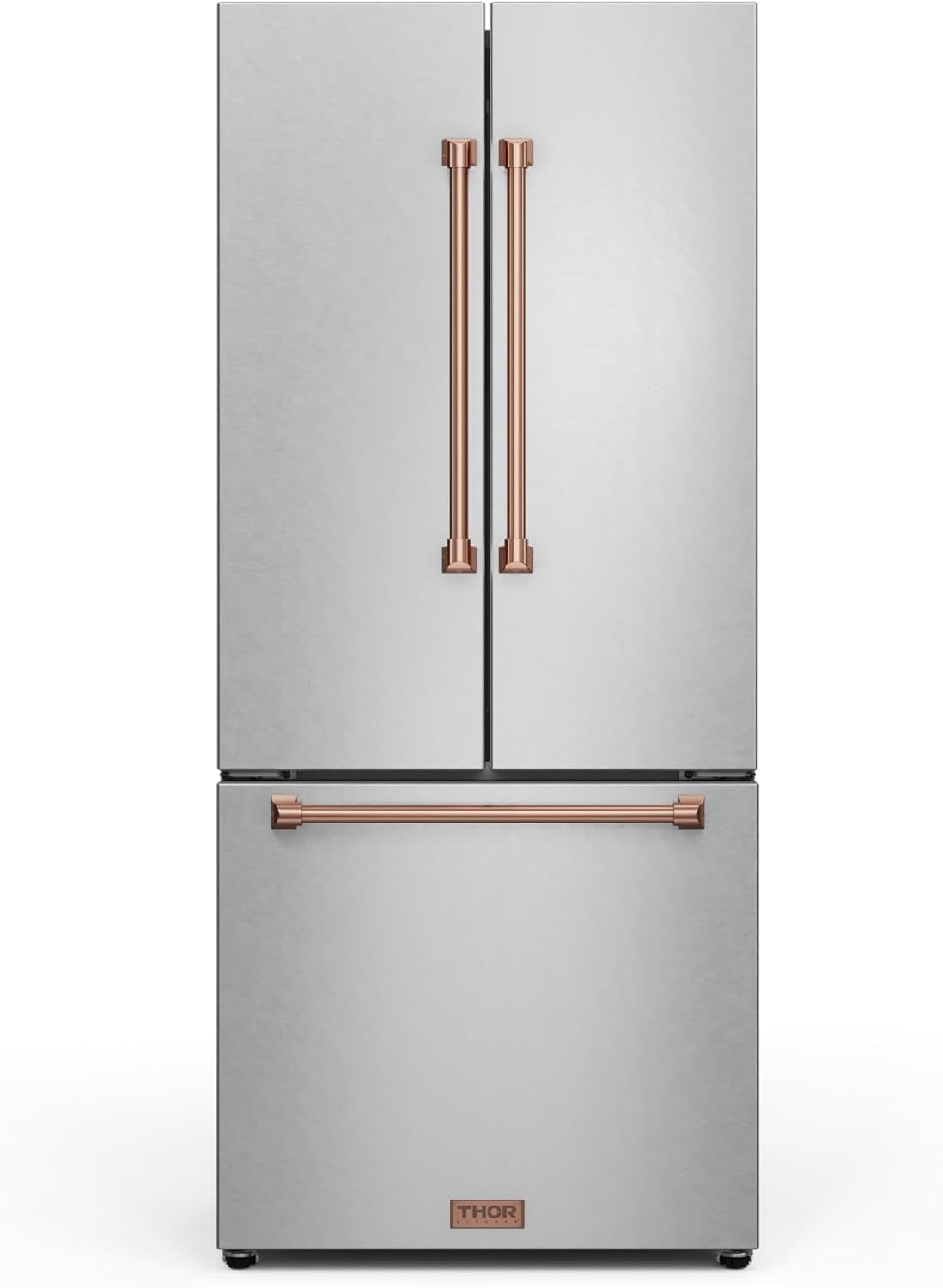 Gordon Ramsay 30 Inch 17.7 Cu Ft French Door Counter Depth Refrigerator with Ice Maker in Stainless Steel/Rose Gold