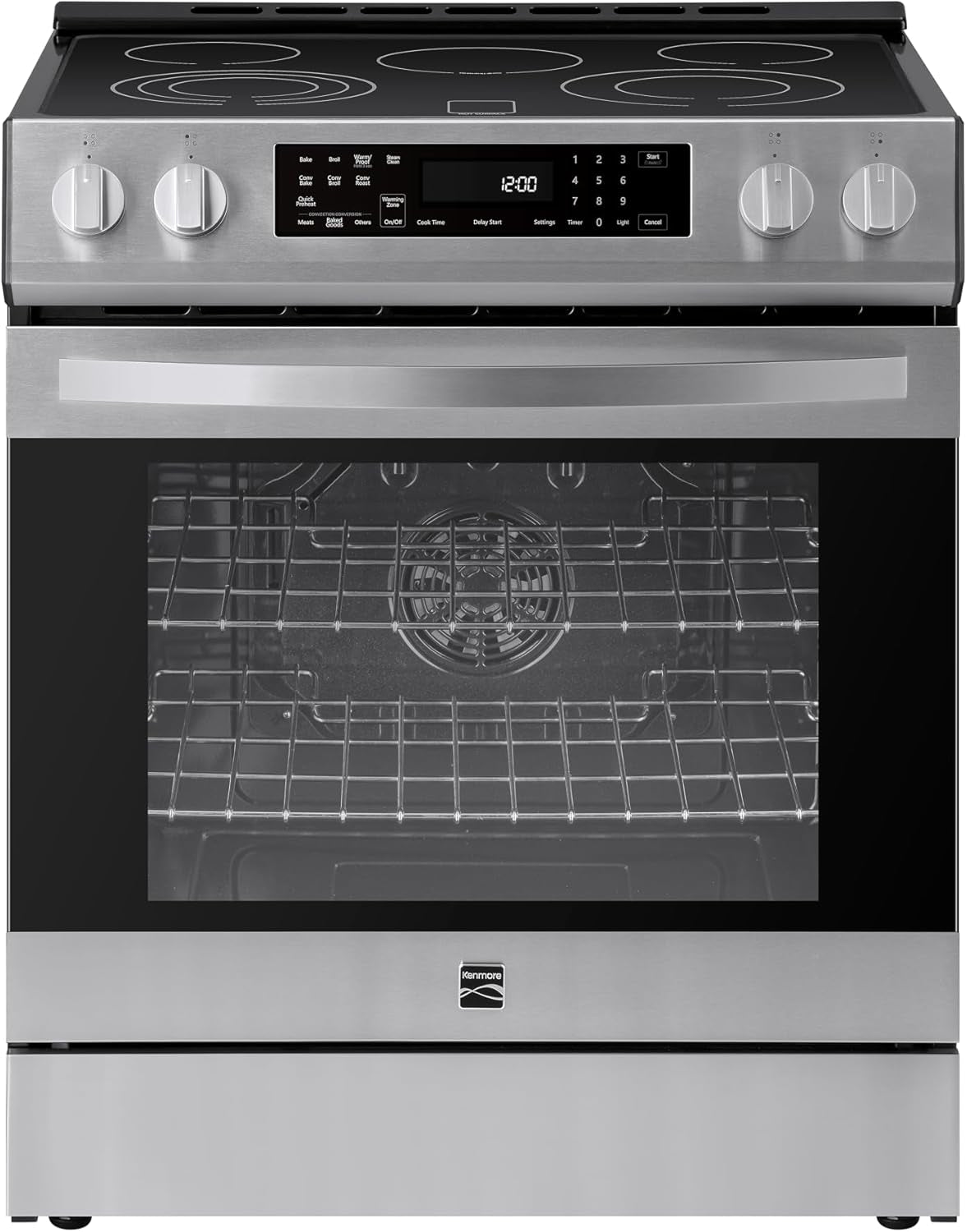 22-96833 5.6 Cu. Ft. Front-Control 5 Element Electric Range Stove with Triple and Dual Ring Elements, Steam Clean Oven, Precision Set Controls