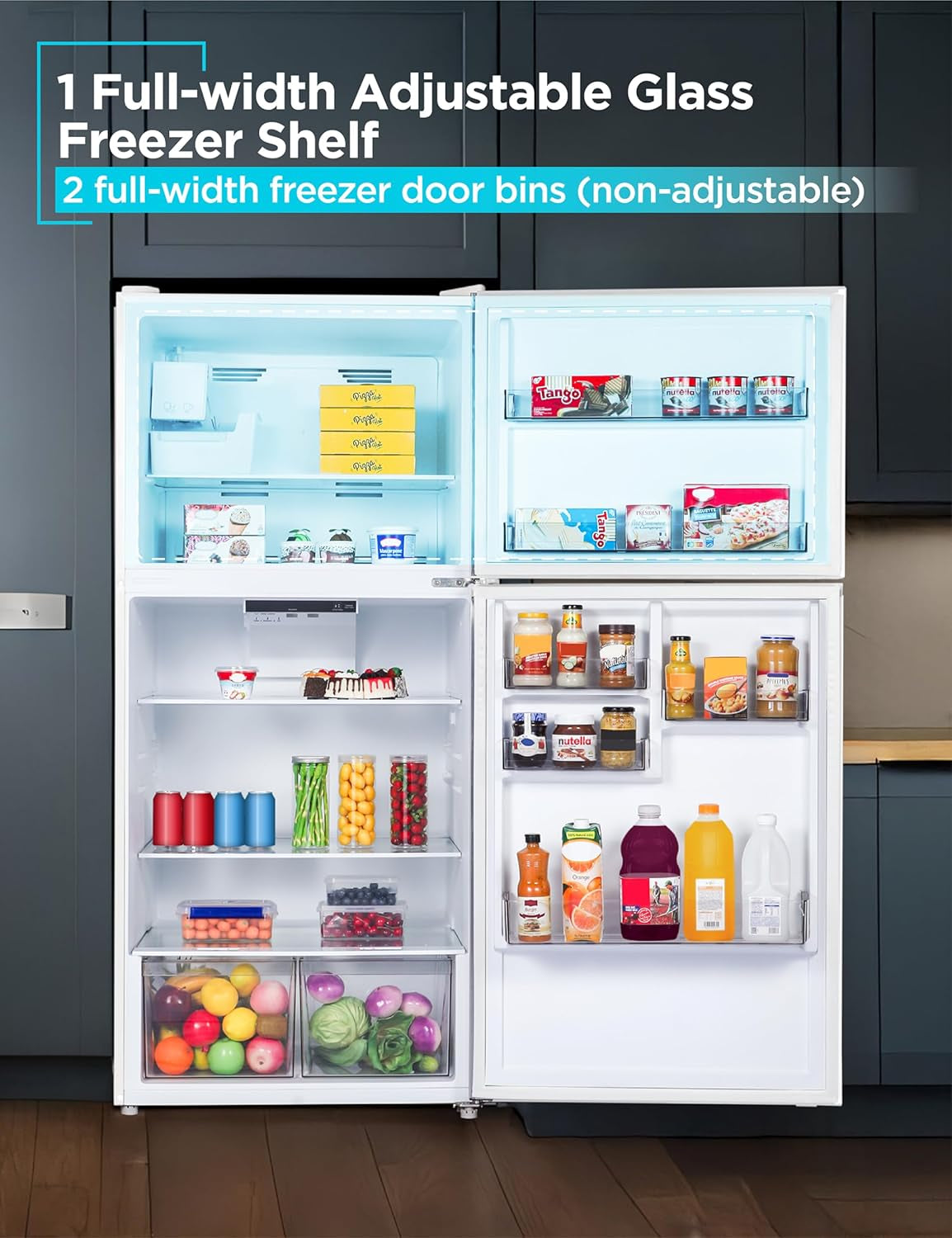 20.1 Cu. Ft. Top Mount Refrigerator with Ice Maker, 2-Door Refrigerator with Top Freezer, Freezer with Icemaker and Adjustable Temperature Control, ENERGY STAR, BR2010JIMW, White