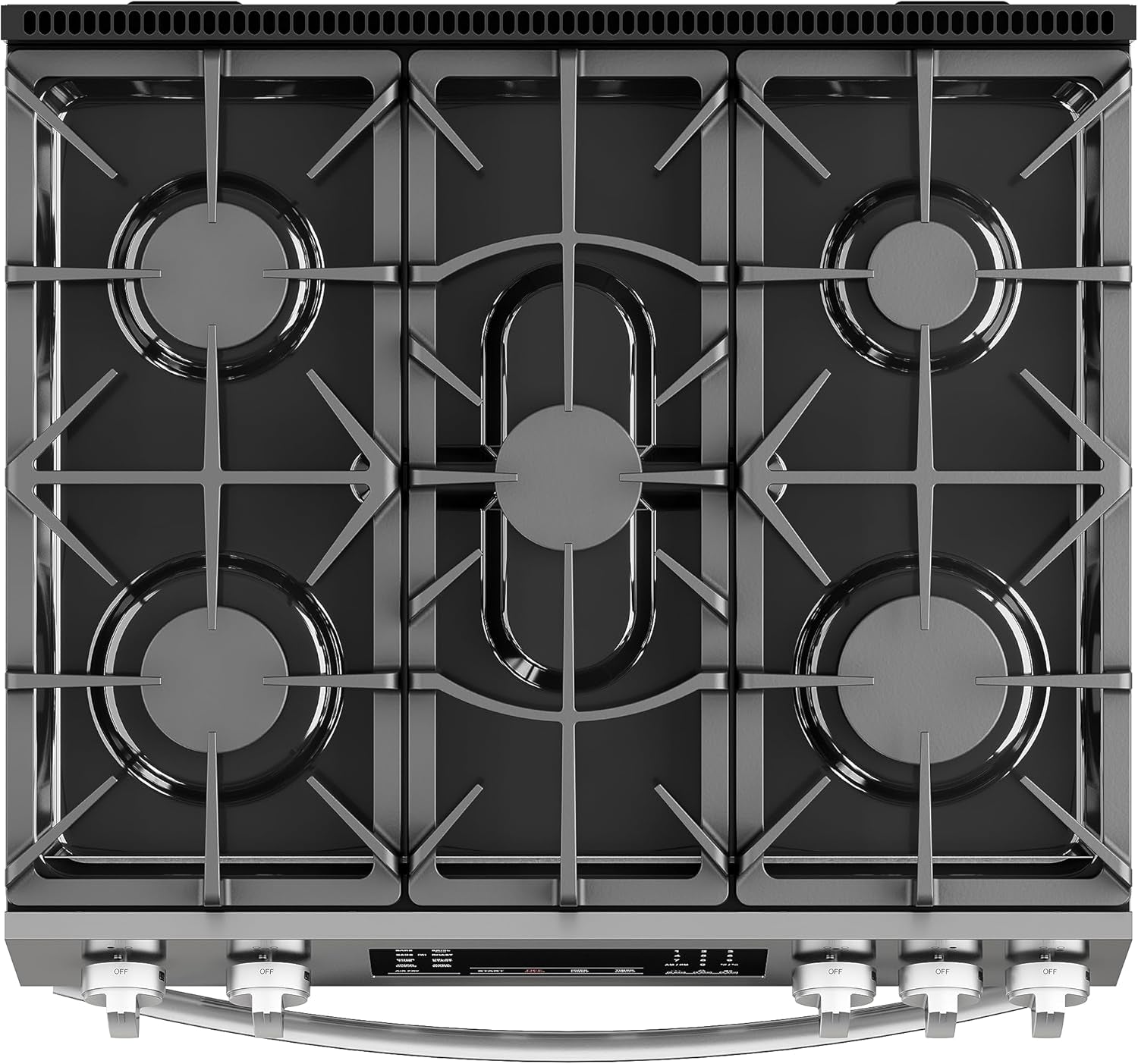 Front Control Gas Range Oven with 5 Cooktop Burners, True Convection, Steam and Self Clean, Freestanding Stainless Steel Stove and Oven, 4.8 Cu. Ft. Capacity