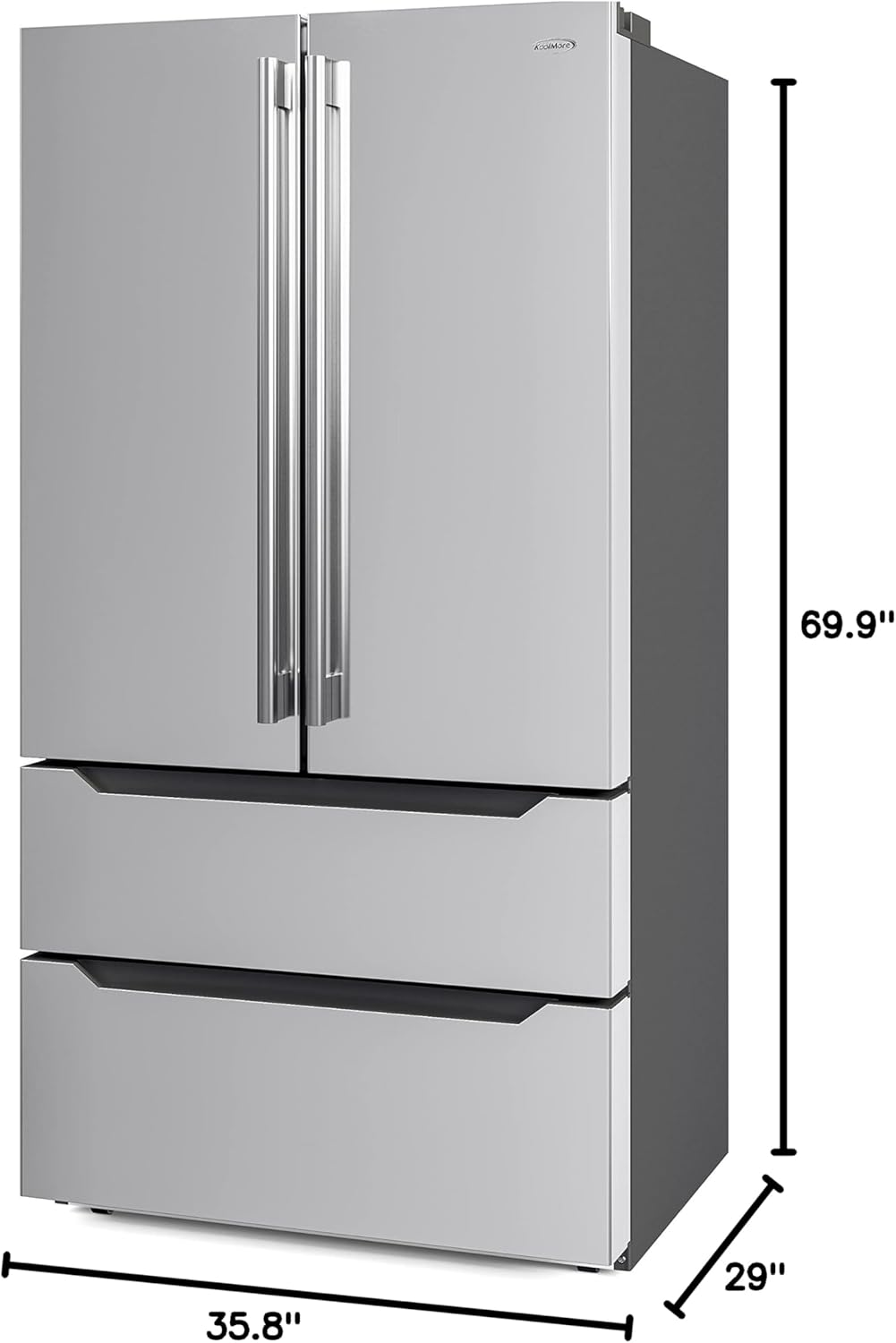  22.5 Cu. Ft, Stainless-Steel Fridge, Silver