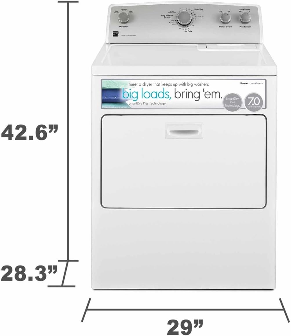 29" Front Load Electric Dryer with Wrinkle Guard and 7.0 Cubic Ft. Total Capacity, White