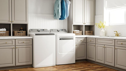 7.0 Cu. Ft. Front Load Gas Dryer-With Guard to Reduce Wrinkles & Static-Sanitize and Smart Sensor Drying-Led, White