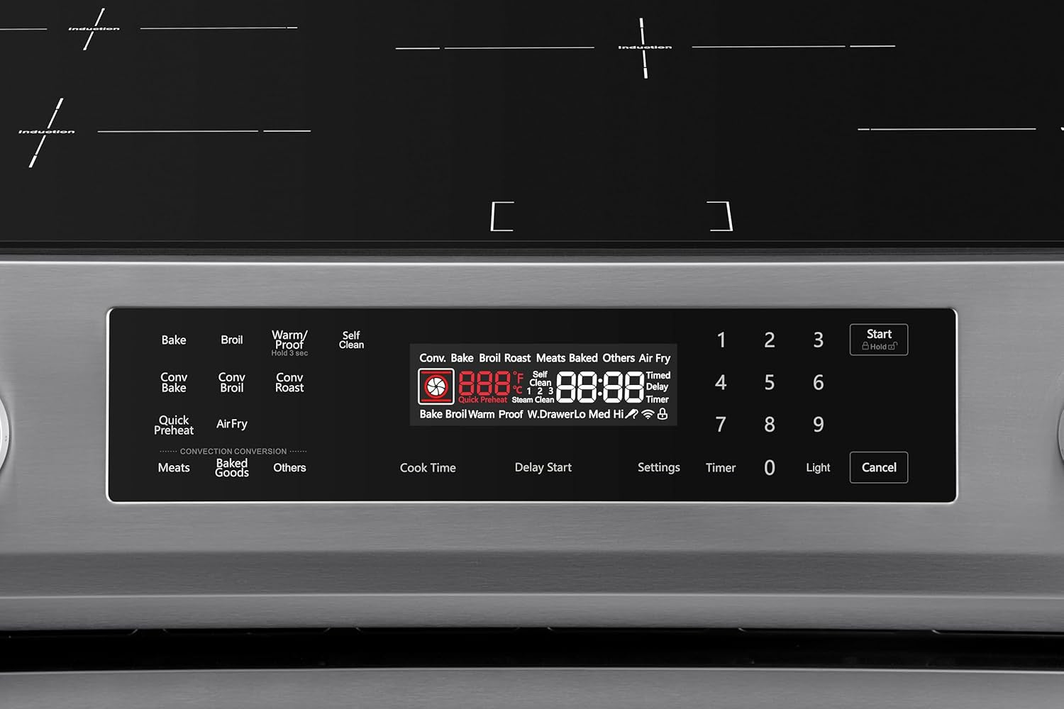 22-96853 5.6 Cu. Ft. Front-Control 4 Induction Element Electric Range Stove with Dual Ring Elements, Self-Clean Oven, Precision Set Controls