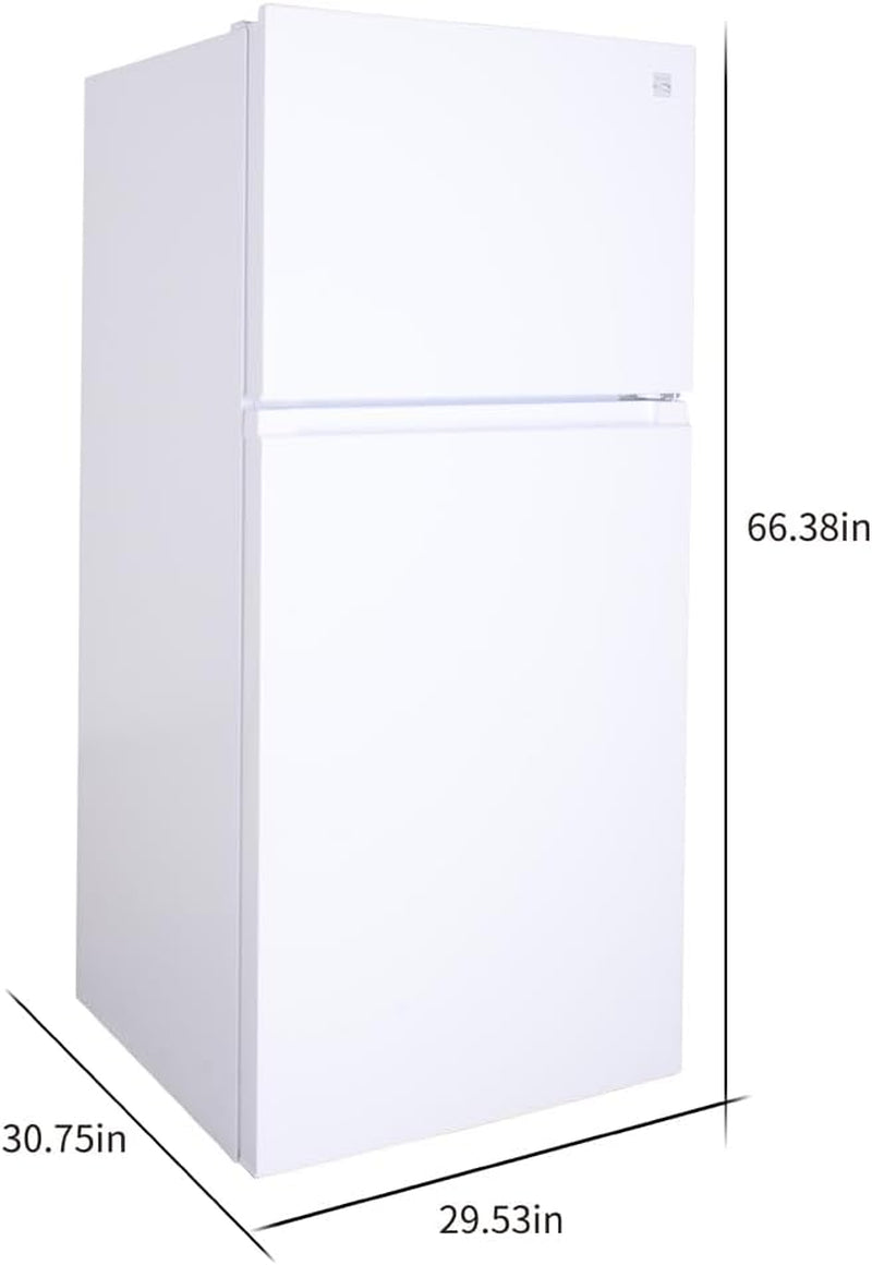 30 In. 18.2 Cu. Ft. Capacity Refrigerator/Freezer with Adjustable Glass Shelving, Humidity Control Crispers, Gallon Door Bins, ENERGY STAR Certified, White
