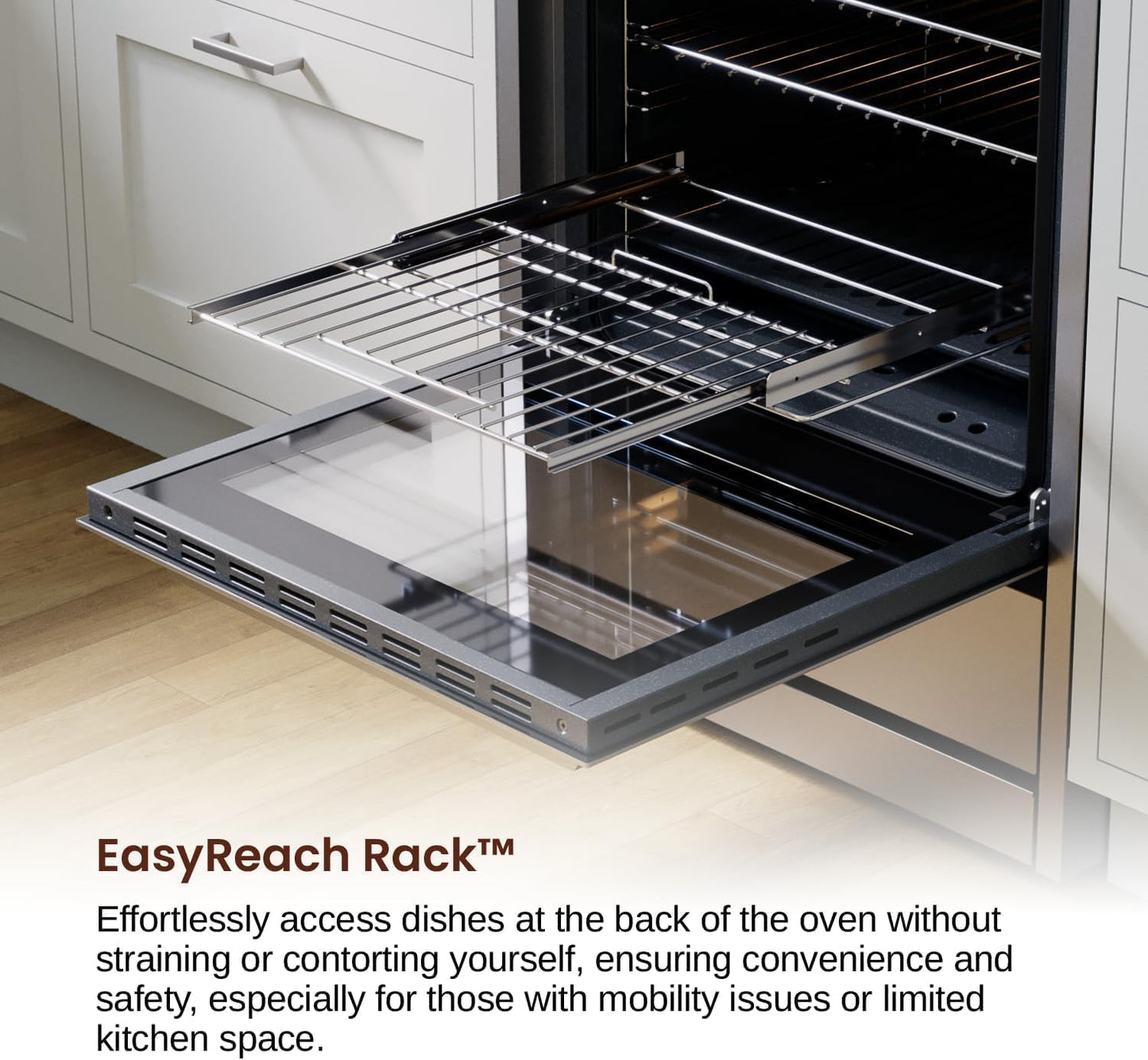 RRG241TS 24" Gas Range, 4 Sealed Burners, 3.0 Cu. Ft. Capacity, Freestanding Slide-In Convection Oven, Easy Reach Racks, Soft Close Door, Clock and Timer, Stainless Steel