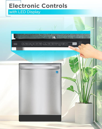 24" Designer Series Built-In Dishwasher, 14-Place Setting Capacity with Stainless Steel Tub, Dish Washer with 6 Wash Programs, Low Noise, ENERGY STAR Certified, BDW500MHS