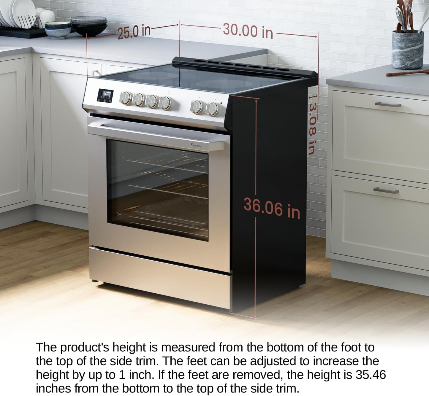 RRE303TS Electric Range Oven with Timer and Airfry Infrared Stove Burners, True Convection, Easy Reach Racks, 30", Stainless Steel