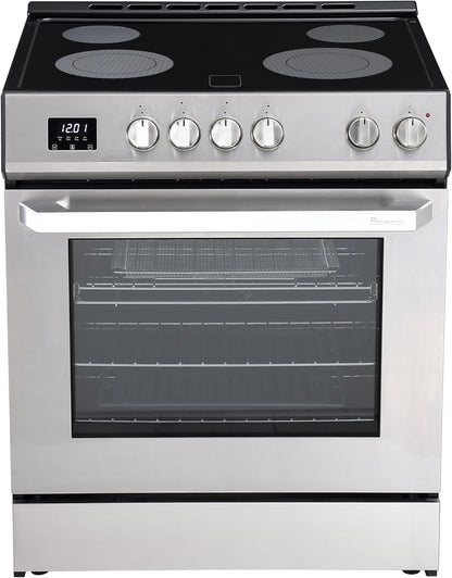 RRE303TS Electric Range Oven with Timer and Airfry Infrared Stove Burners, True Convection, Easy Reach Racks, 30", Stainless Steel