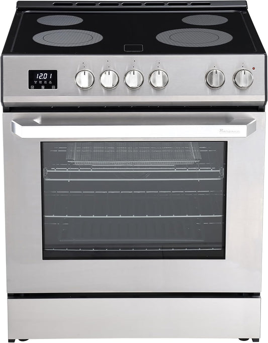 RRE303TS Electric Range Oven with Timer and Airfry Infrared Stove Burners, True Convection, Easy Reach Racks, 30", Stainless Steel