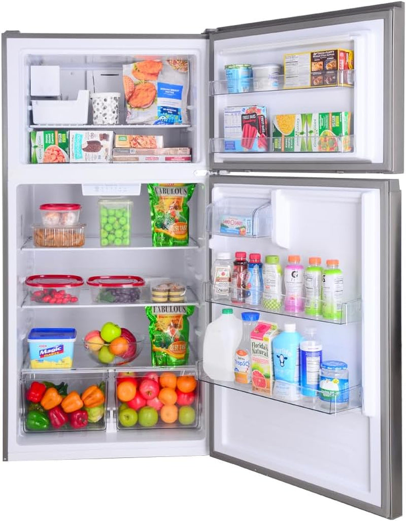 33 In. 20.4 Cu. Ft Capacity Refrigerator/Freezer with Full-Width Adjustable Glass Shelving, Humidity Control Crispers, Ice Maker, ENERGY STAR Certified, Fingerprint Resistant Stainless Steel