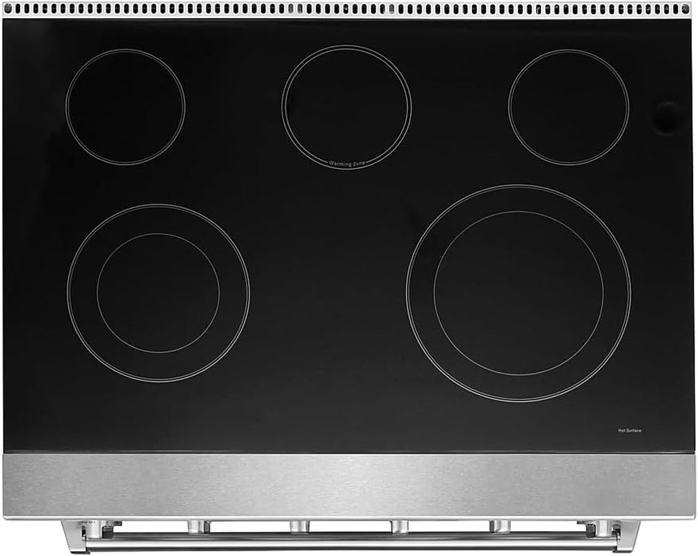 30 Inch Professional Electric Range with 5 Heating Elements Cooktop, 4.55 Cu. Ft. Convection Oven Capacity, Smooth Glass Top, in Stainless Steel, KOS-30RE06H (White)